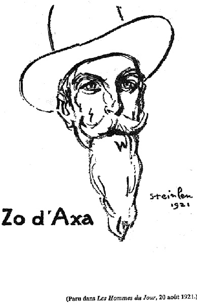 Zo d'Axa, caricature de Steinlen, 1921